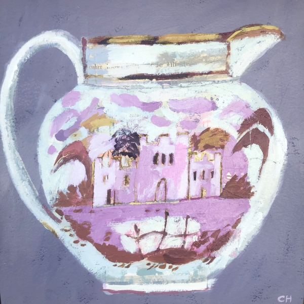 Pink Lustre House Pattern Jug